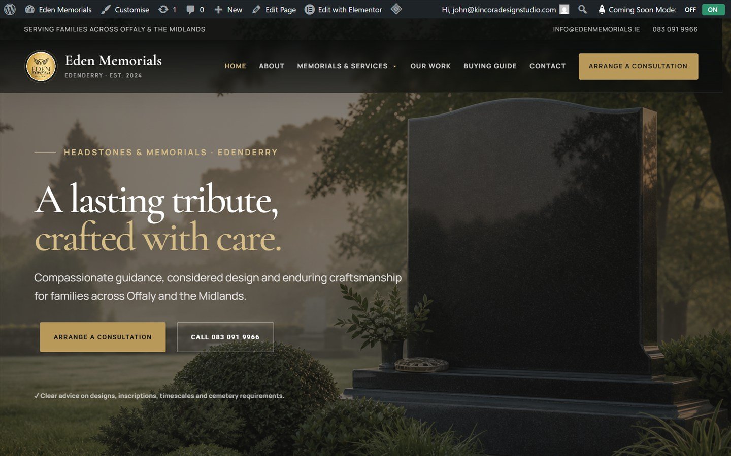 Project preview for Eden Memorials
