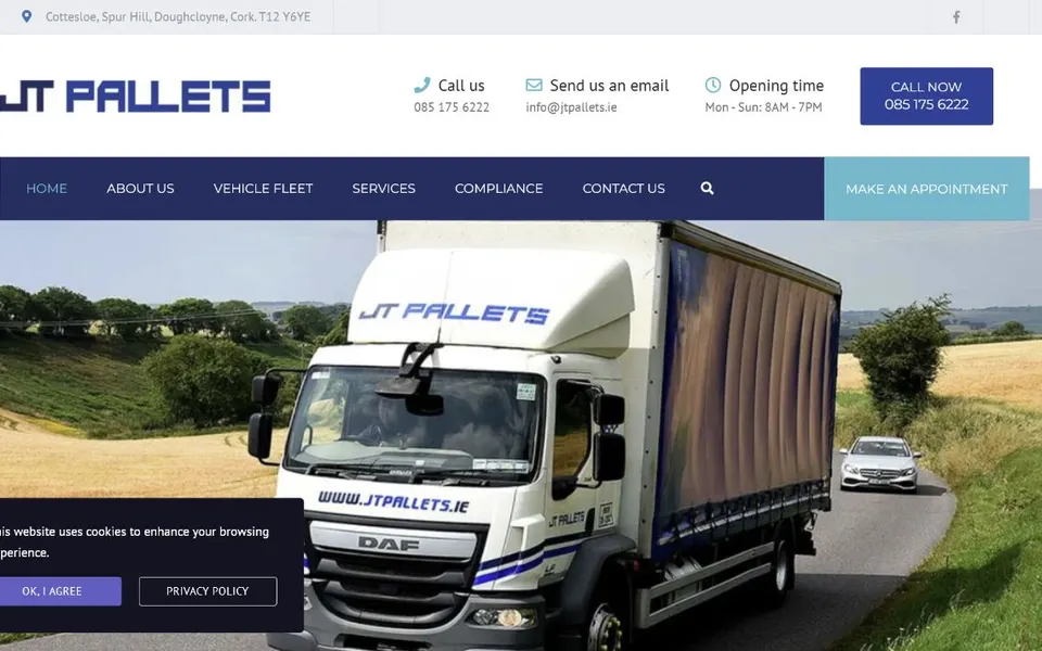 JT Pallets website overview
