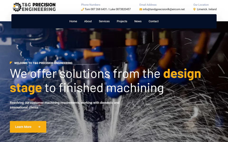 T&G Precision website