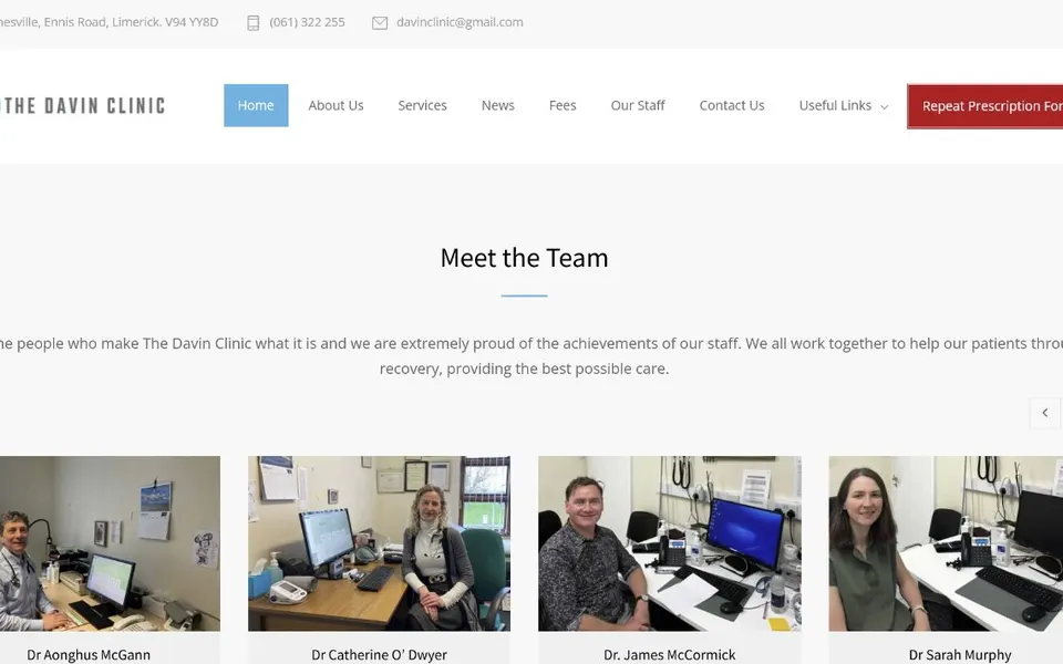 The Davin Clinic website